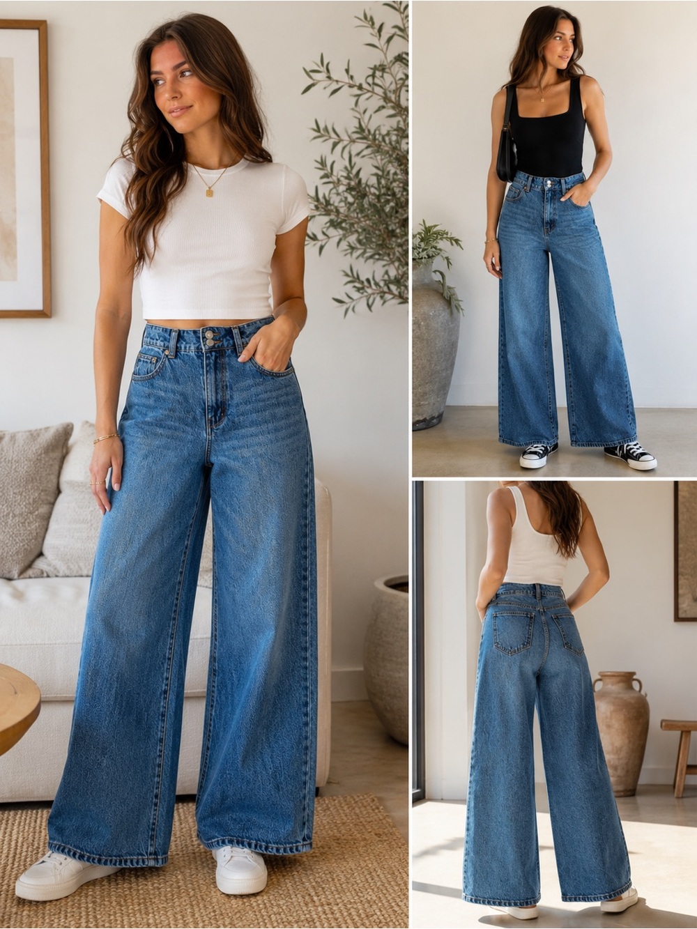 Habitual High Rise Wide Leg Jeans Size 4/27 Medium Wash Stretch Denim